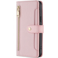 Калъф с капак за Samsung Galaxy S23, Wallet Zipper Pocket, розов