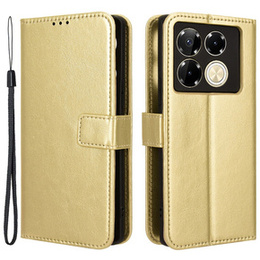 Калъф с капак за Infinix Note 40 Pro, Crazy Horse Wallet, златен