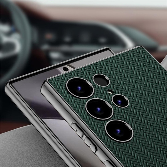 Калъфи за Samsung Galaxy S24 Ultra, GKK Woven Leather, зелен