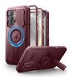 Брониран калъф за Samsung Galaxy S25+ Plus, Dexnor CamProtect MagSafe, червен (Две рамки)