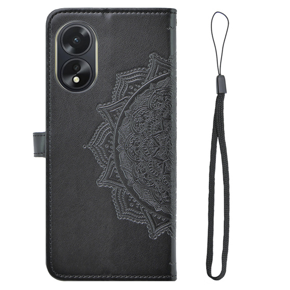 Калъф с капак за Oppo A58 4G, Mandala, черен