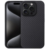 Калъф за iPhone 15 Pro Max, Aramid Fiber Cover, черен