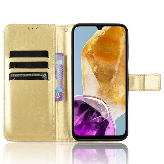 Калъф с капак за Samsung Galaxy M15 5G, Crazy Horse Wallet, златен