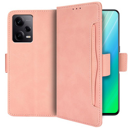 Калъф с капак за Xiaomi Redmi Note 12 5G / POCO X5 5G, Card Slot, розов
