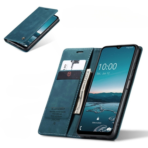 CASEME калъф за Samsung Galaxy M33 5G, Leather Wallet Case, син