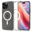 Калъфът MagSafe Spigen за iPhone 16 Pro Max, Ultra Hybrid, прозрачен / бял + 9H закалено стъкло
