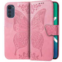 Калъф с капак за Motorola Moto E32 4G, Butterfly, розов