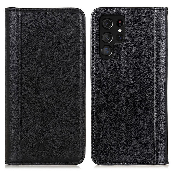 Калъф с капак за Samsung Galaxy S25 Ultra, Split Leather, черен