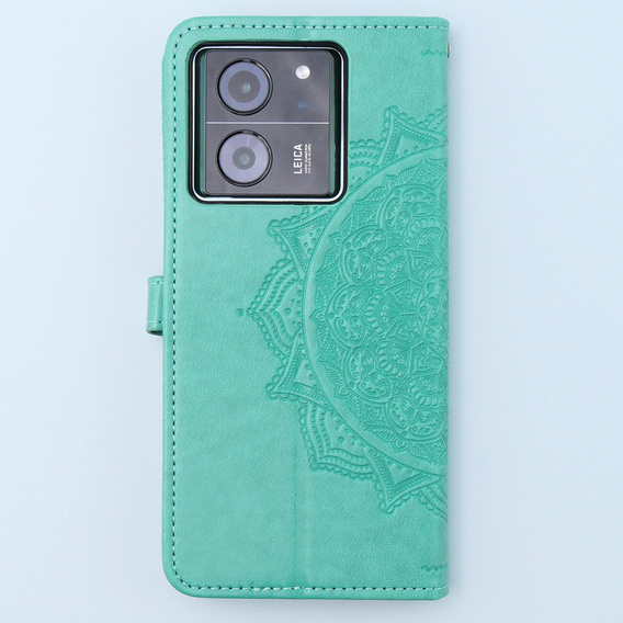 Калъф с капак за Xiaomi 13T / 13T Pro, Mandala, зелен