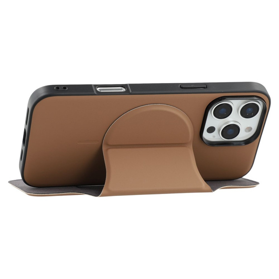 X-LEVEL калъф за iPhone 16 Pro Max, Magnetic Card Holder, кафяв