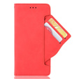 Калъф с капак за Xiaomi Redmi 10C, Card Slot, червен