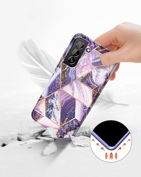 Калъфи за Samsung Galaxy S22, Suritch Full Body Marble, лилав