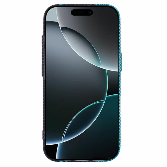 Калъфът за iPhone 16 Pro, Carbon Fiber MagSafe, черно / синьо