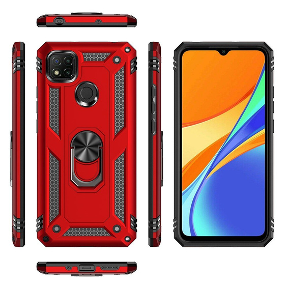 брониран калъф за Xiaomi Redmi 9C, Nox Case Ring, червен