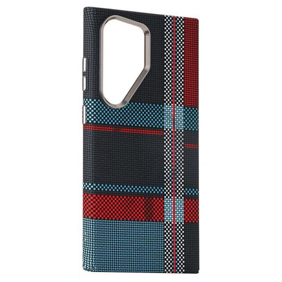 Калъфът за Samsung Galaxy S24 Ultra, Carbon Fiber MagSafe, синьо / червено