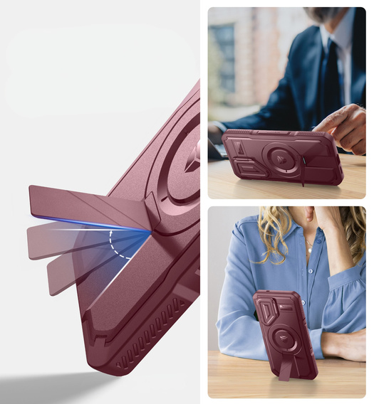 Брониран калъф за Samsung Galaxy S25, Dexnor CamProtect MagSafe, червен (Две рамки)