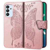 Калъф с капак за Samsung Galaxy M23 5G / M13, Butterfly, розов rose gold