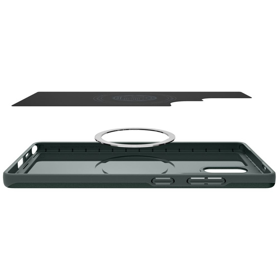Калъфът Spigen за Samsung Galaxy S25 Ultra, Thin Fit Mag, зелен + 9H закалено стъкло