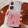 Калъф за Oppo A78 4G, Glitter Flower, розов rose gold