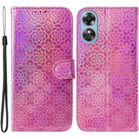 Калъф с капак за Oppo A17, Wallet mandala, розов