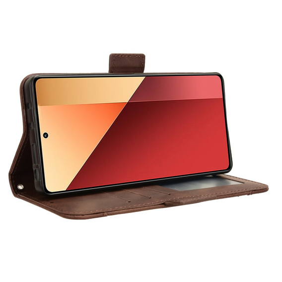Калъф с капак за Xiaomi Redmi Note 13 Pro 4G / Xiaomi Redmi Note 14S / Xiaomi Poco M6 Pro 4G, Card Slot, кафяв