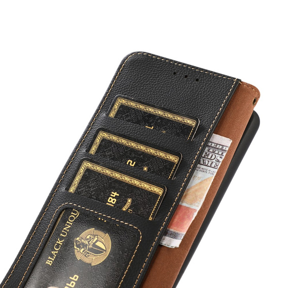 KHAZNEH RFID калъф за Xiaomi 13T / 13T Pro, Litchi Texture, черен