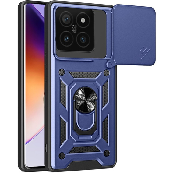 Брониран калъф за Xiaomi 14T Pro, CamShield Slide, син