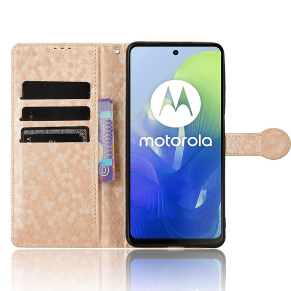 Калъф с капак за Motorola Moto G24 / G24 Power / G04, Wallet Rhombus, розов