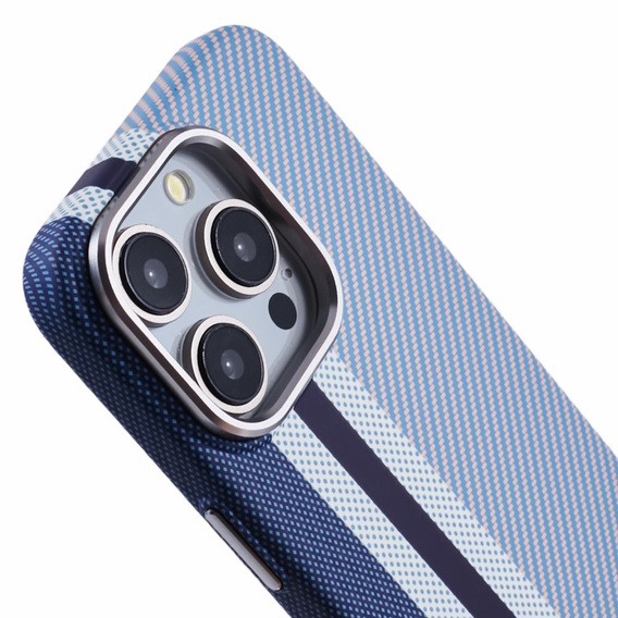 Калъфът за iPhone 15 Pro Max, Carbon Fiber MagSafe, син