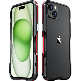 Калъфът LUPHIE за iPhone 15 Plus, Armor Bumper, черно / червено