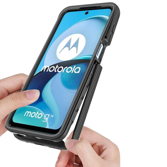 Калъф за Motorola Moto E14 / G24 / G04, Shockproof, с фолио, черен