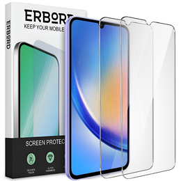 2x Закалено стъкло за Samsung Galaxy A34 5G, ERBORD 9H Hard Glass на екрана