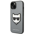 Калъфи Karl Lagerfeld за iPhone 14 Plus, Saffiano Choupette Head Patch, сребърен