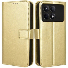 Калъф с капак за Xiaomi Poco F6 Pro, Crazy Horse Wallet, златен