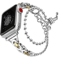 Дамска гривна за Apple Watch 1/2/3/4/5/6/7/8/9/SE 38/40/41 мм, сребро / злато