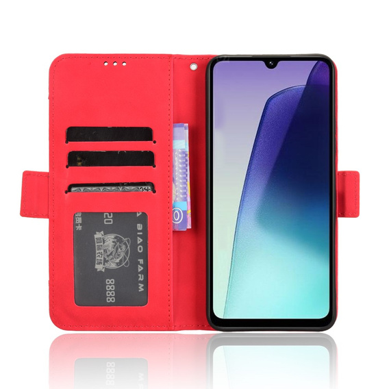 Калъф с капак за Xiaomi Redmi 14C / Xiaomi Poco C75, Card Slot, червен