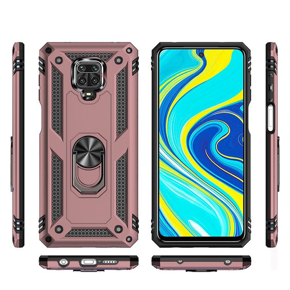 брониран калъф за Xiaomi Redmi Note 9S / 9 Pro, Nox Case Ring, розов