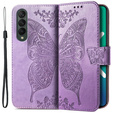 Калъф с капак за Samsung Galaxy Z Fold 4 5G, Butterfly, лилав