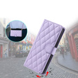 Калъф с капак за Samsung Galaxy S25, Rhombus Crossbody Leather, лилав