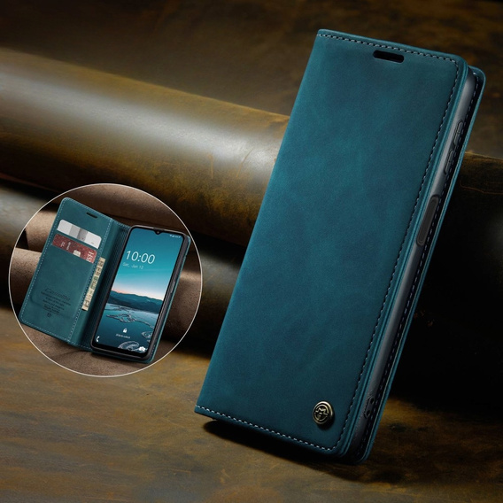 CASEME калъф за Samsung Galaxy M33 5G, Leather Wallet Case, син