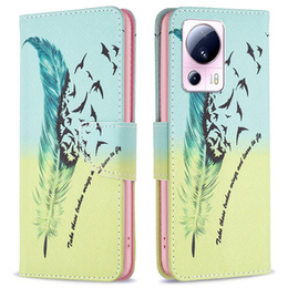 Калъф с капак за Xiaomi 13 Lite, Wallet, feather, син