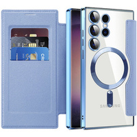 Калъф с капак за Samsung Galaxy S24 Ultra, RFID Wallet MagSafe CamShield, син