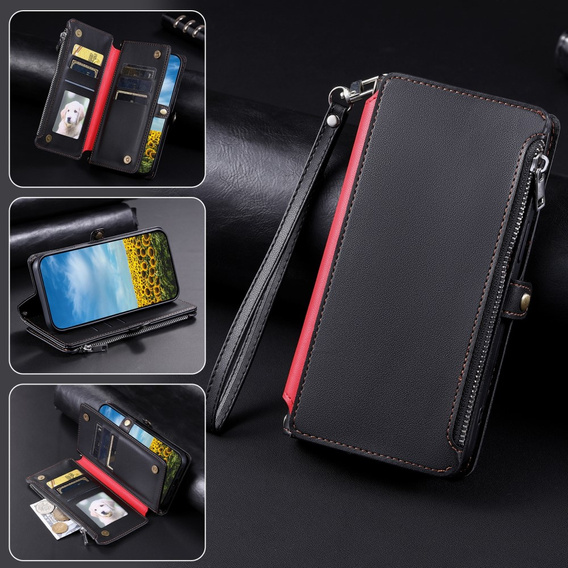 Калъф с капак за Xiaomi Redmi 14C / Xiaomi Poco C75, Wallet Zipper Pocket, черен