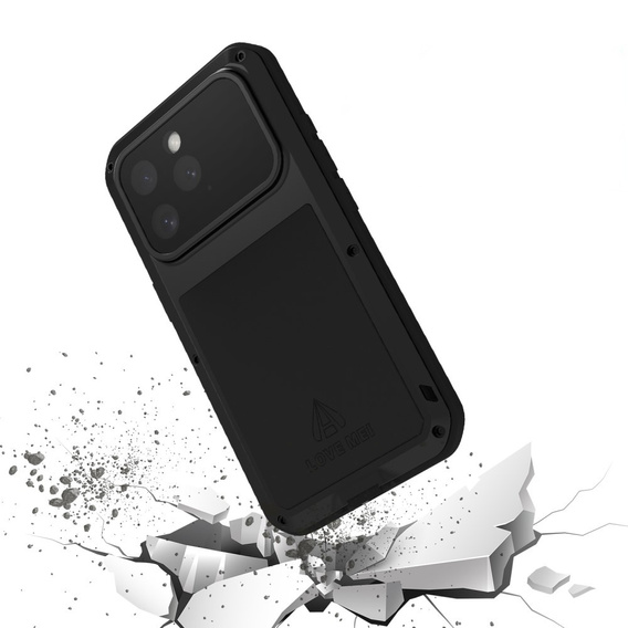 Калъфи Love Mei за iPhone 16 Pro, armored with glass, черен