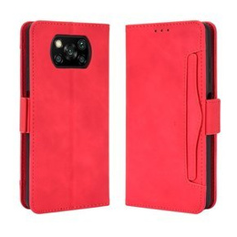 Калъф с капак за Xiaomi Poco X3 NFC / Poco X3 Pro, Card Slot, червен