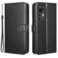 Калъф с капак за Xiaomi 12T, Crazy Horse Wallet, черен