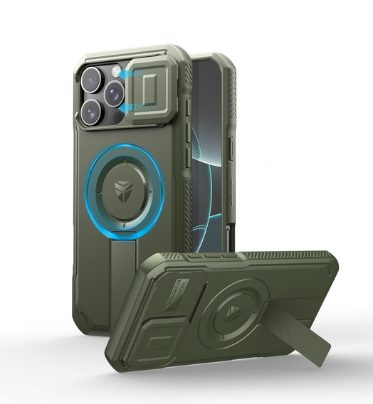 Брониран калъф за iPhone 16, Dexnor CamProtect MagSafe, зелен