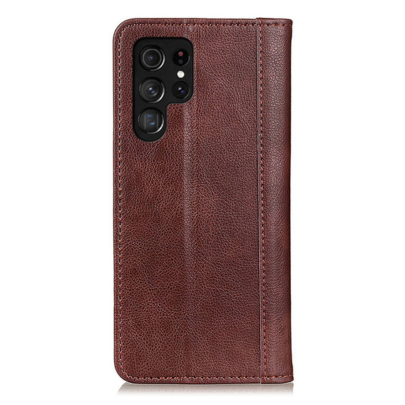 Калъфи за Samsung Galaxy S25 Ultra, Wallet Litchi Leather, кафяв