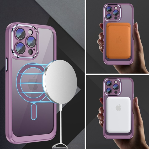 Калъф за iPhone 15 Pro Max, ERBORD Impact Guard, MagSafe, лилав