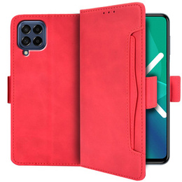 Калъф с капак за Samsung Galaxy M53 5G, Card Slot, червен